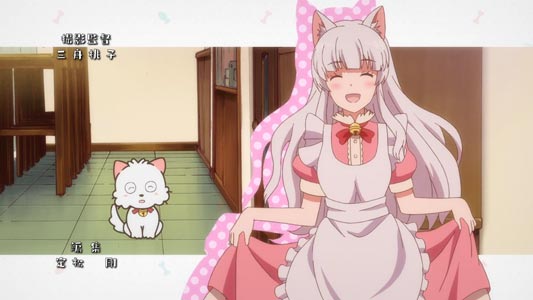 Hanasaki Momo 花咲モモ, example of anthropomorphized cat girl. Left is her actual form, right is the anthropormophization.