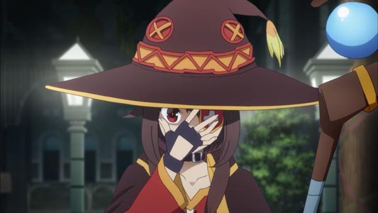 Megumin めぐみん, doing a cool, scheming pose.