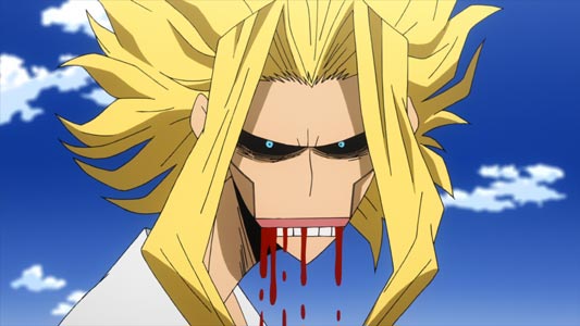 All Might オール・マイト, example of character with dark circles under his eyes.