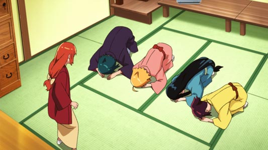 Four girls doing a dogeza 土下座.