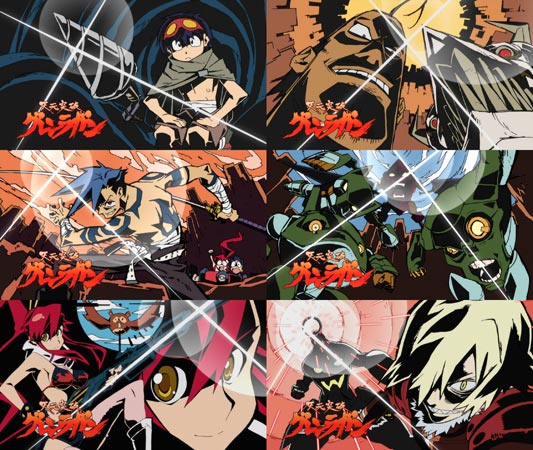 A collage of eyecatch アイキャッチ images shown before (left) and after (right) the commercial breaks of three different episodes.