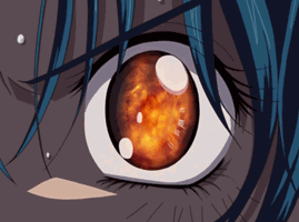 Chidori Kaname 千鳥かなめ, example of fire in the eyes.