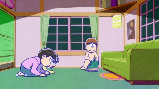 Choromatsu チョロ松 folds his clothes before apologizing to his brothers.