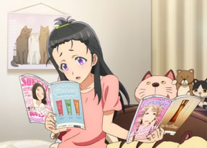 Aguri 亜玖璃 reads fashion magazines.