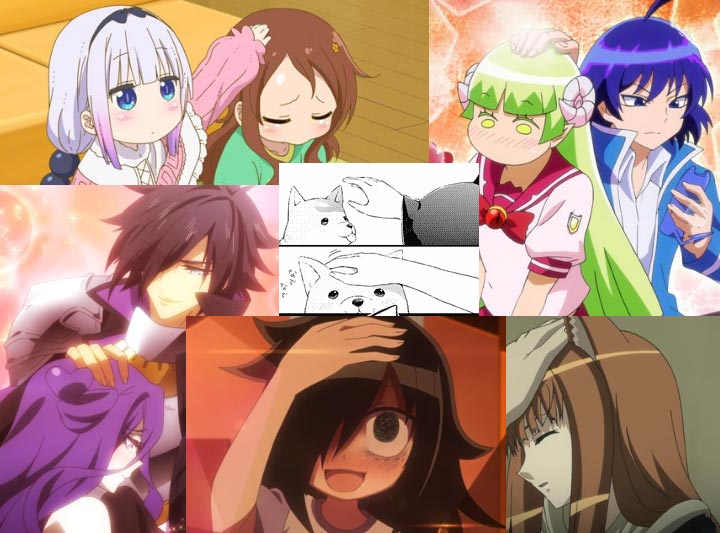 Examples of head pats in anime and manga.