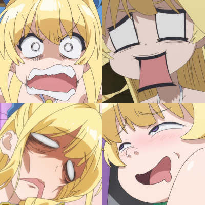 Examples of 顔芸, exaggerated anime facial expressions.