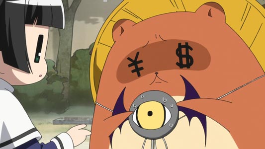 Ichimatsu Kohina 市松こひな, Shigaraki 信楽, example of money eyes in the shape of the dollar sign and the yen sign.