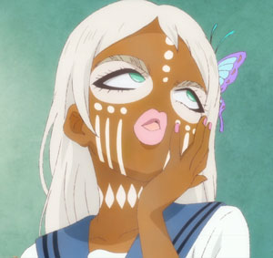 A character with a tribal, manba-like makeup.