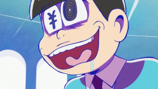 Matsuno Todomatsu 松野トド松, example of money eyes in the yen sign shape.